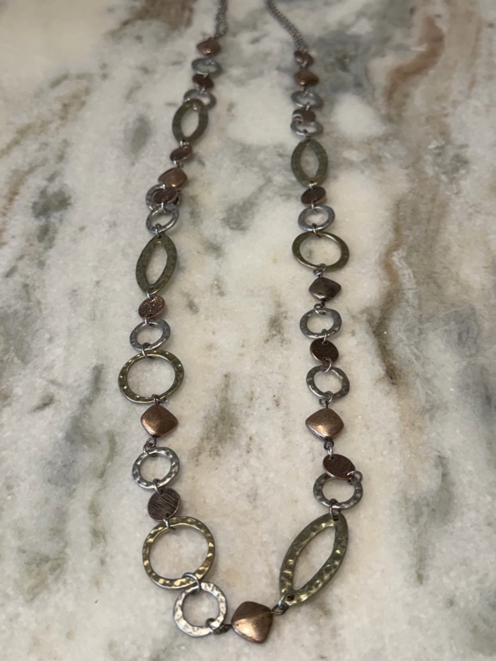 Mixed Metal Link Necklace - Gold & Copper Tones
